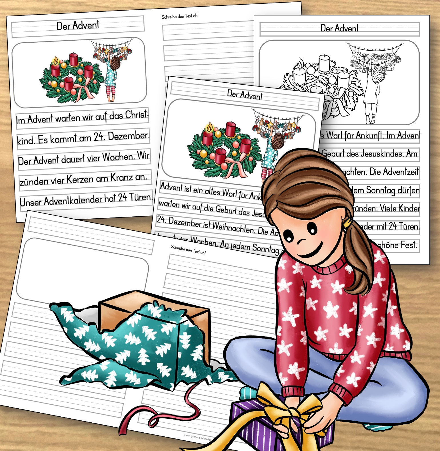 Weihnachten - Differenzierte Tafel-, Abschreib- und Ansagetexte