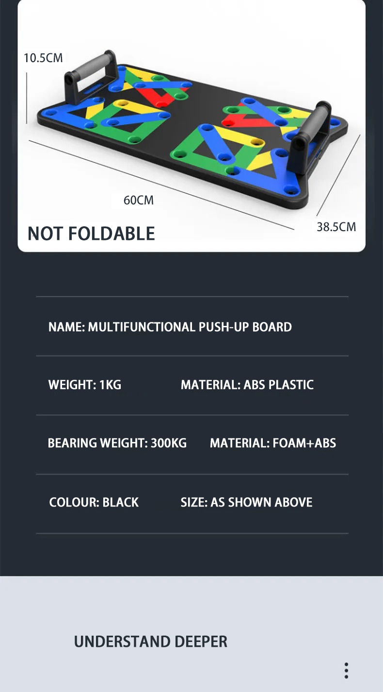 Thumbnail: Portable Multifunctional Push-up Board Set With Handles Foldable Fitness Equip