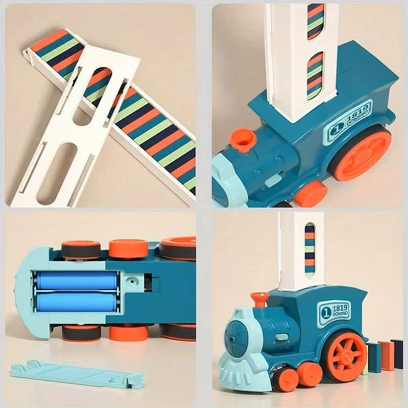 Thumbnail: Kids Electric Domino Train Car Set Sound Light Automatic Laying Colorful Domino