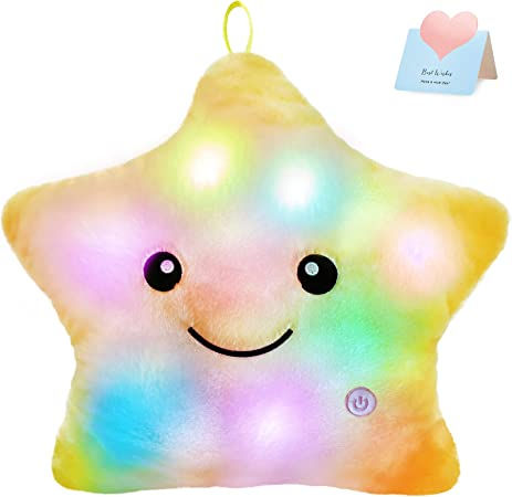 Thumbnail: Creative Toy Luminous Pillow Soft Stuffed Plush Glowing Colorful Stars Cush 13in