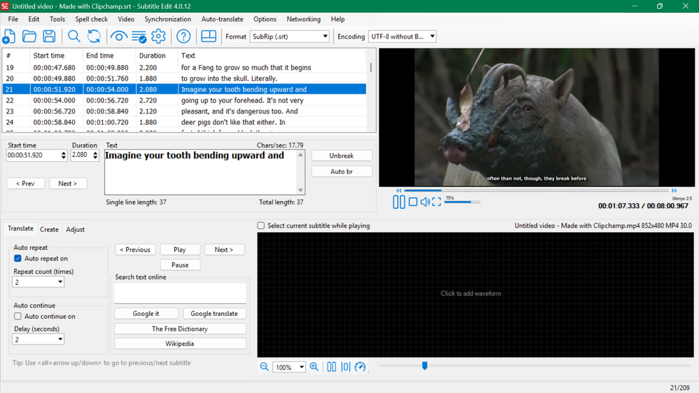 Transcriptions and Translations of Animal Videos