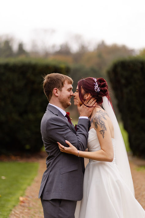 Newly weds go nose to nose in the grounds at St Audries 