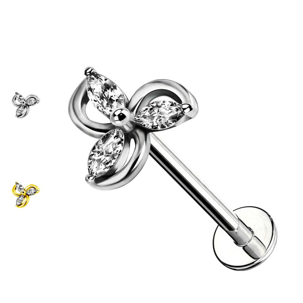 Piercing con Fiore di Cristalli e Filettatura Interna