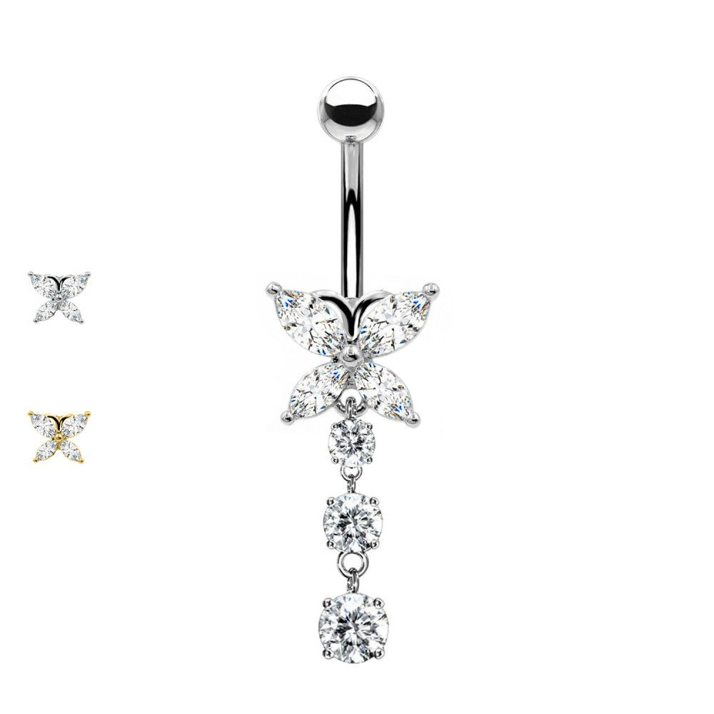 Piercing Ombelico con Cristallo Farfalla