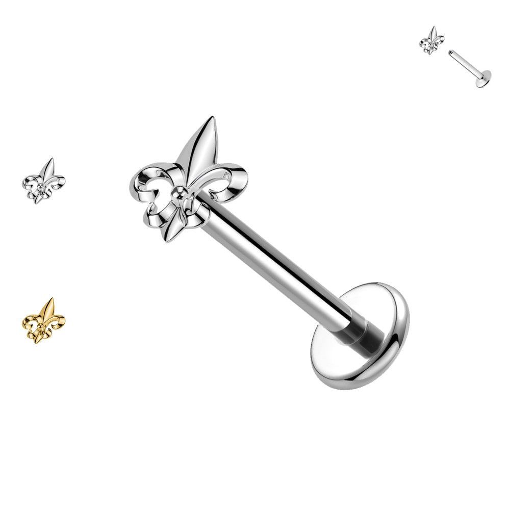 Piercing Labret con giglio araldico Filettatura Interna