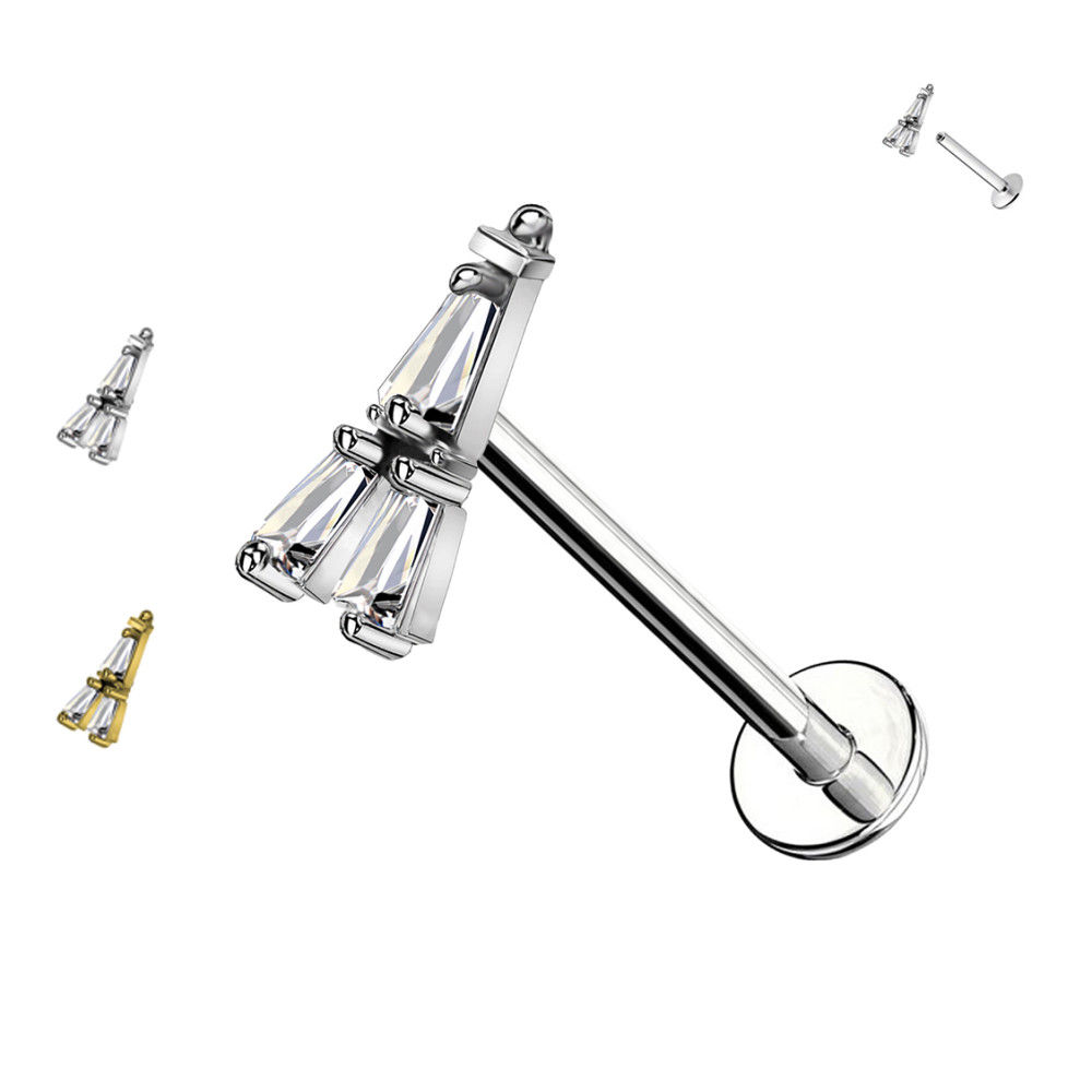 Piercing Labret con Cristallo Marquise e con Filettatura Interna