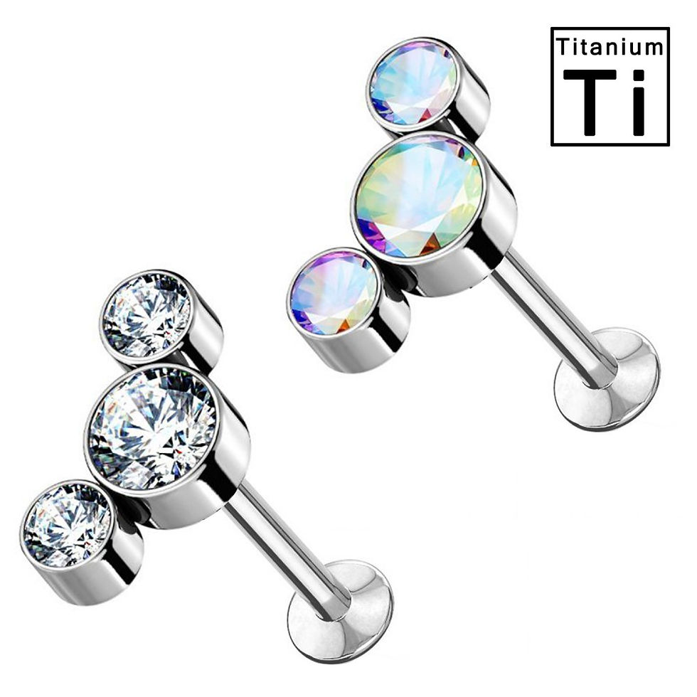 Miniatura: Piercing Labret Borchie Cartilagine Push-in Tre Cristalli