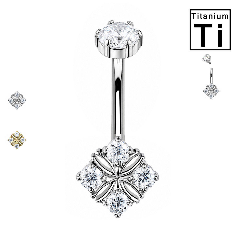 Piercing Ombelico con Fiore di Cristalli Rotondi