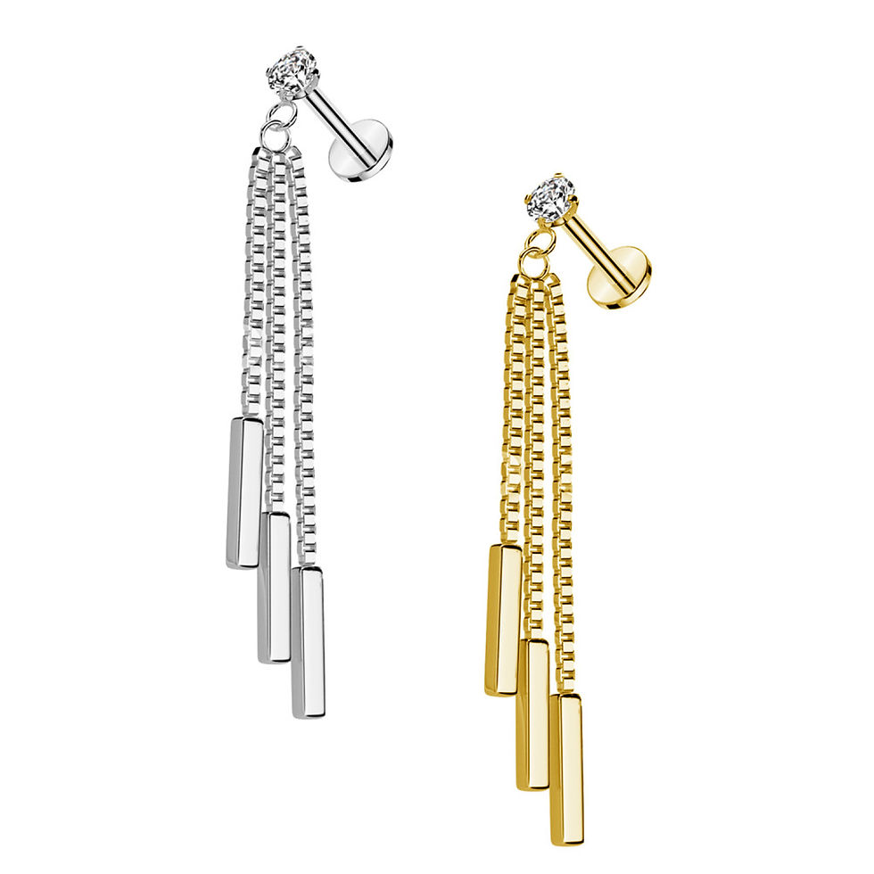 Miniatura: Piercing Labret Pendente con Cristallo e con Filettatura Interna