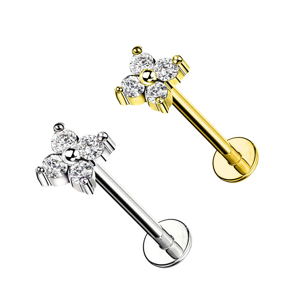 Thumbnail: Piercing Labret con Cristalli con Filettatura Interna