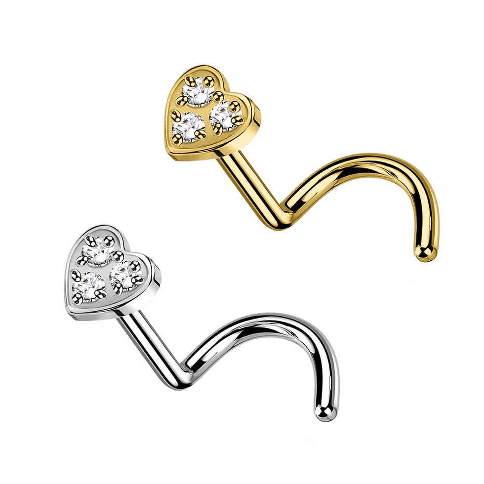 Miniatura: Stud Naso con Cristalli a Forma di Cuore