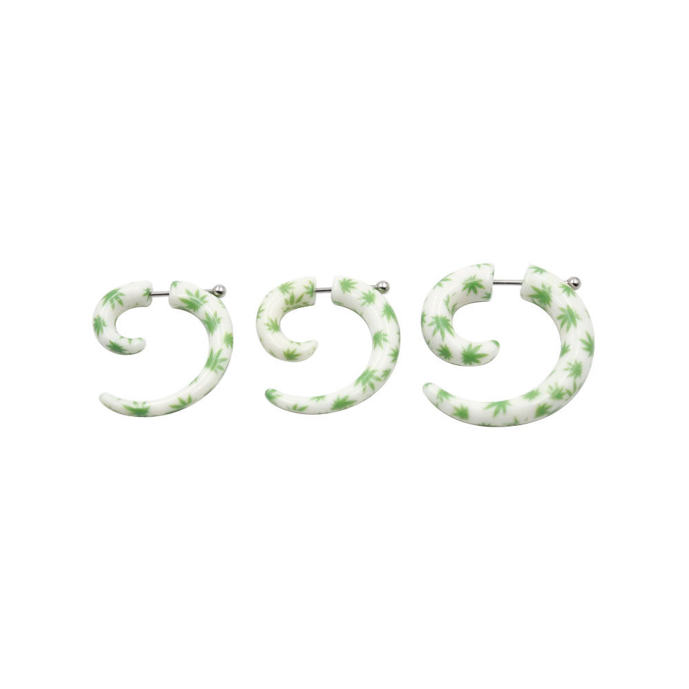Spirale Finto Bianco con Foglie Verde