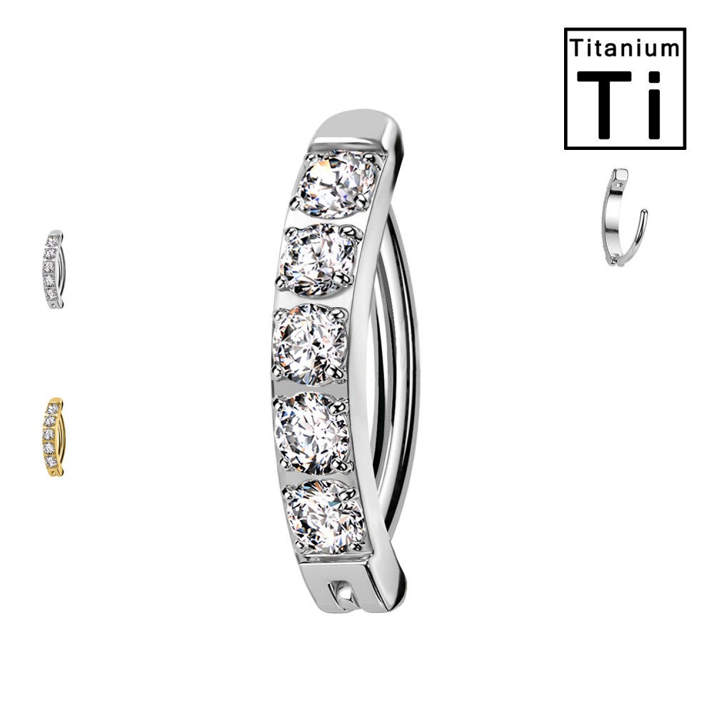 Piercing Banana Ombelico a Cerchio con Cristalli in Titanio