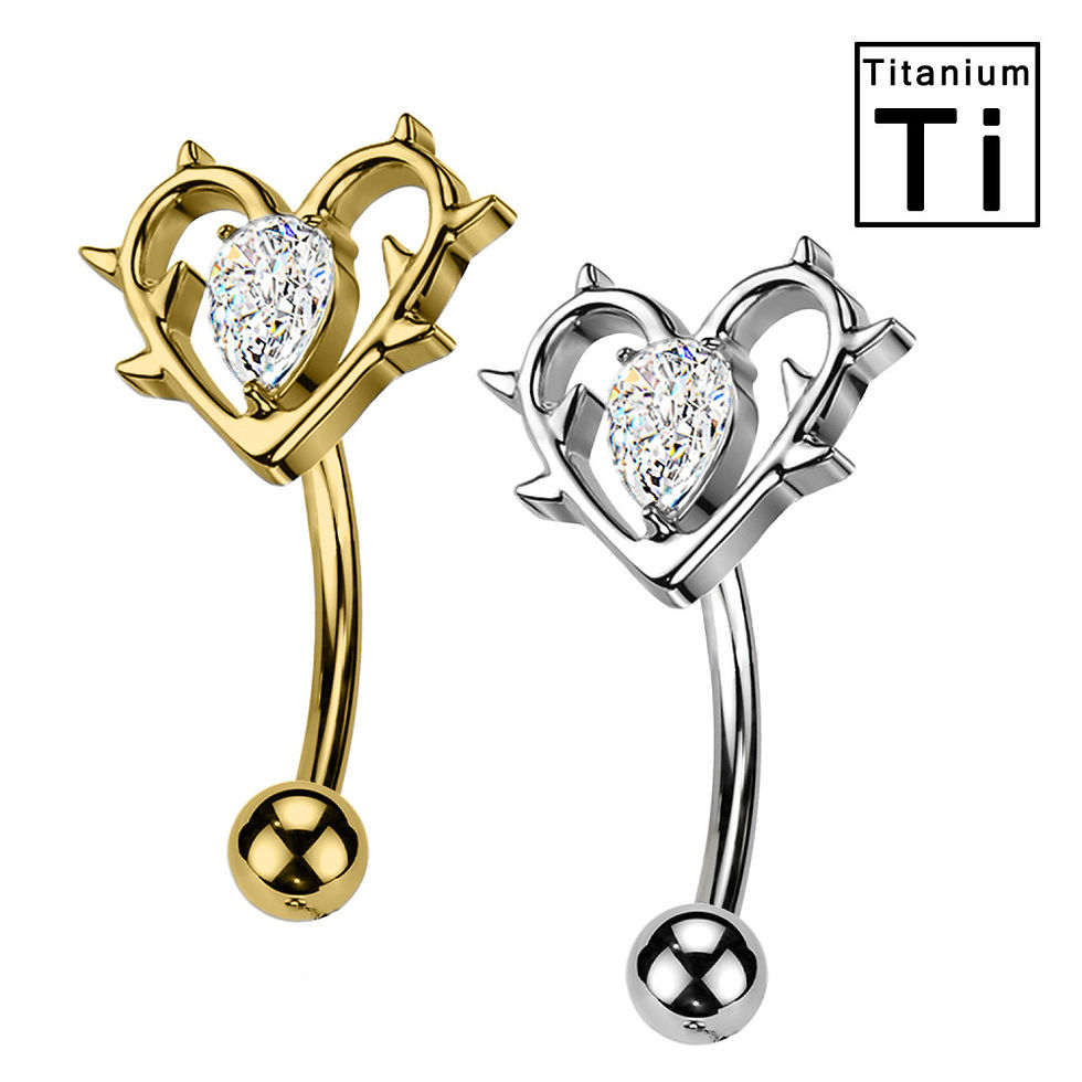 Miniatura: Piercing Sopracciglio in Titanio con Cuore e Cristallo