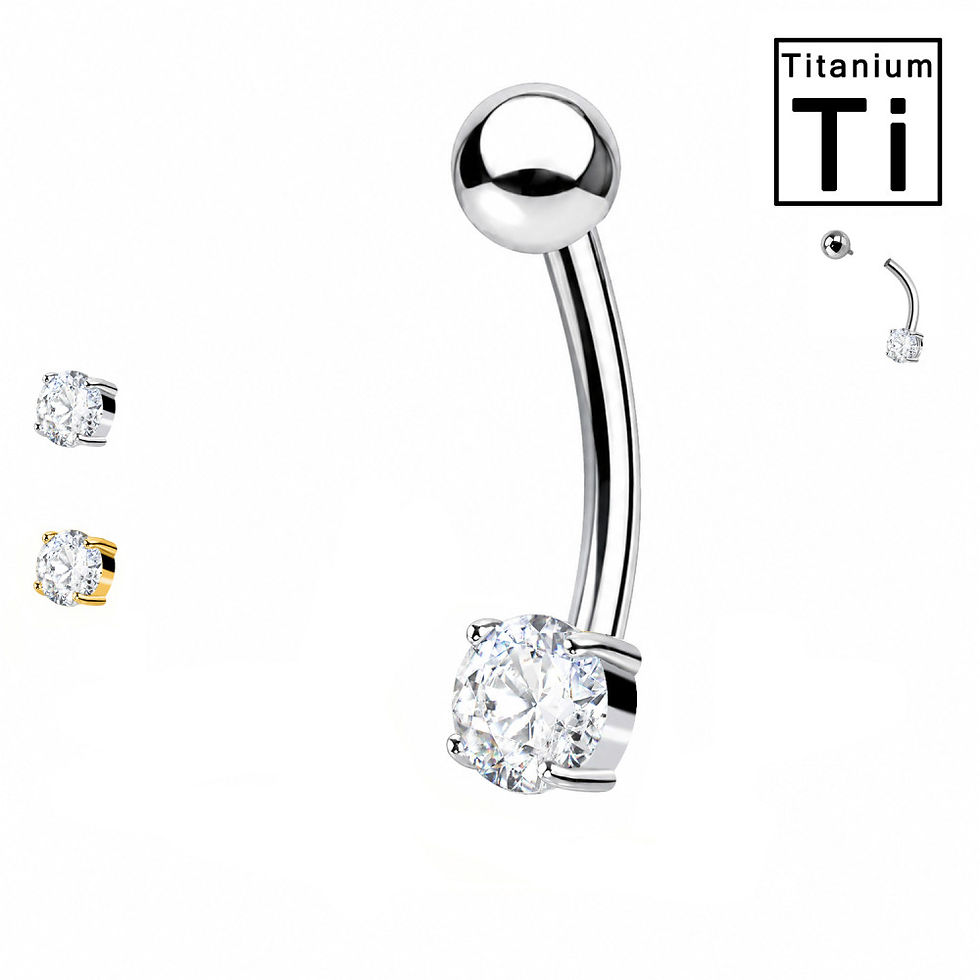 Miniatura: Piercing Sopracciglio in Titanio con Cristallo Rotondo