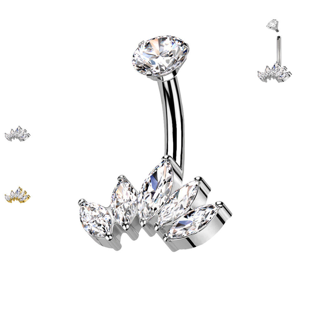 Piercing Ombelico Ventaglio di Cristalli