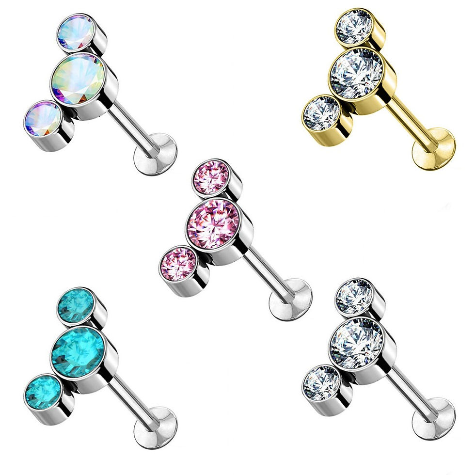 Miniaturbild: Piercing Labret Borchie Cartilagine Tre Cristalli