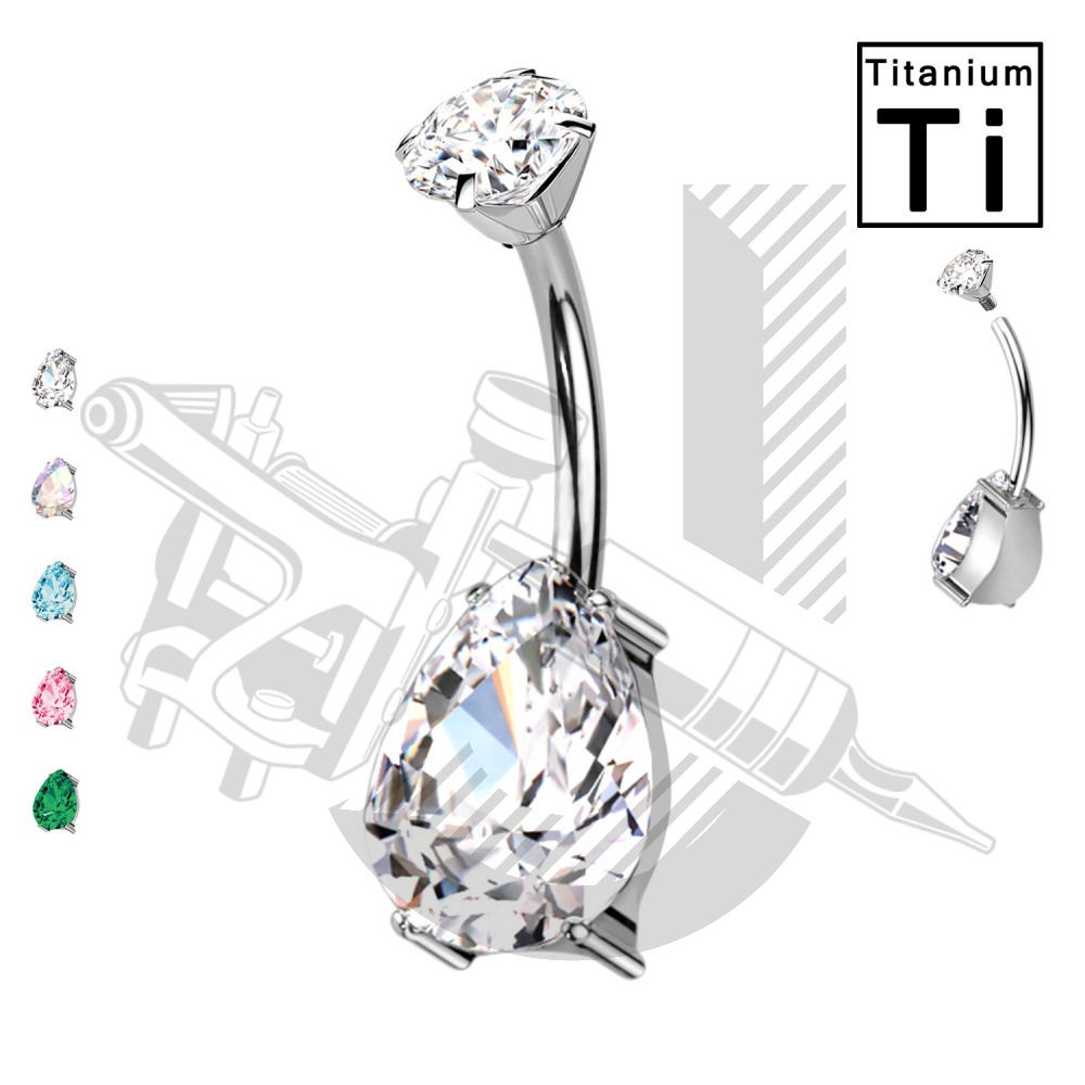 Piercing Ombelico con doppi Cristalli in Titanio