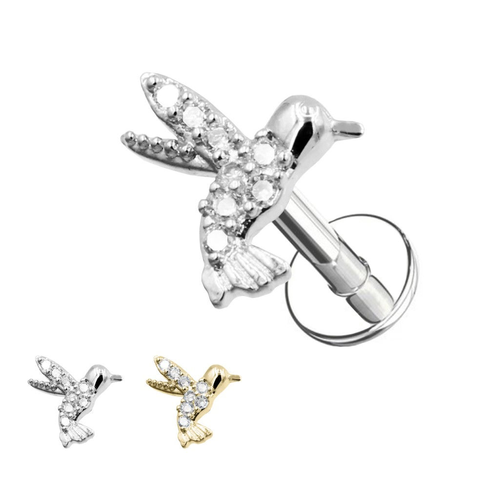 Borchie Cartilagine Uccellino con Cristalli