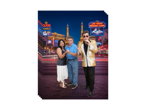 Russ and Ivonne posing together after their wedding ceremony in Las Vegas.
