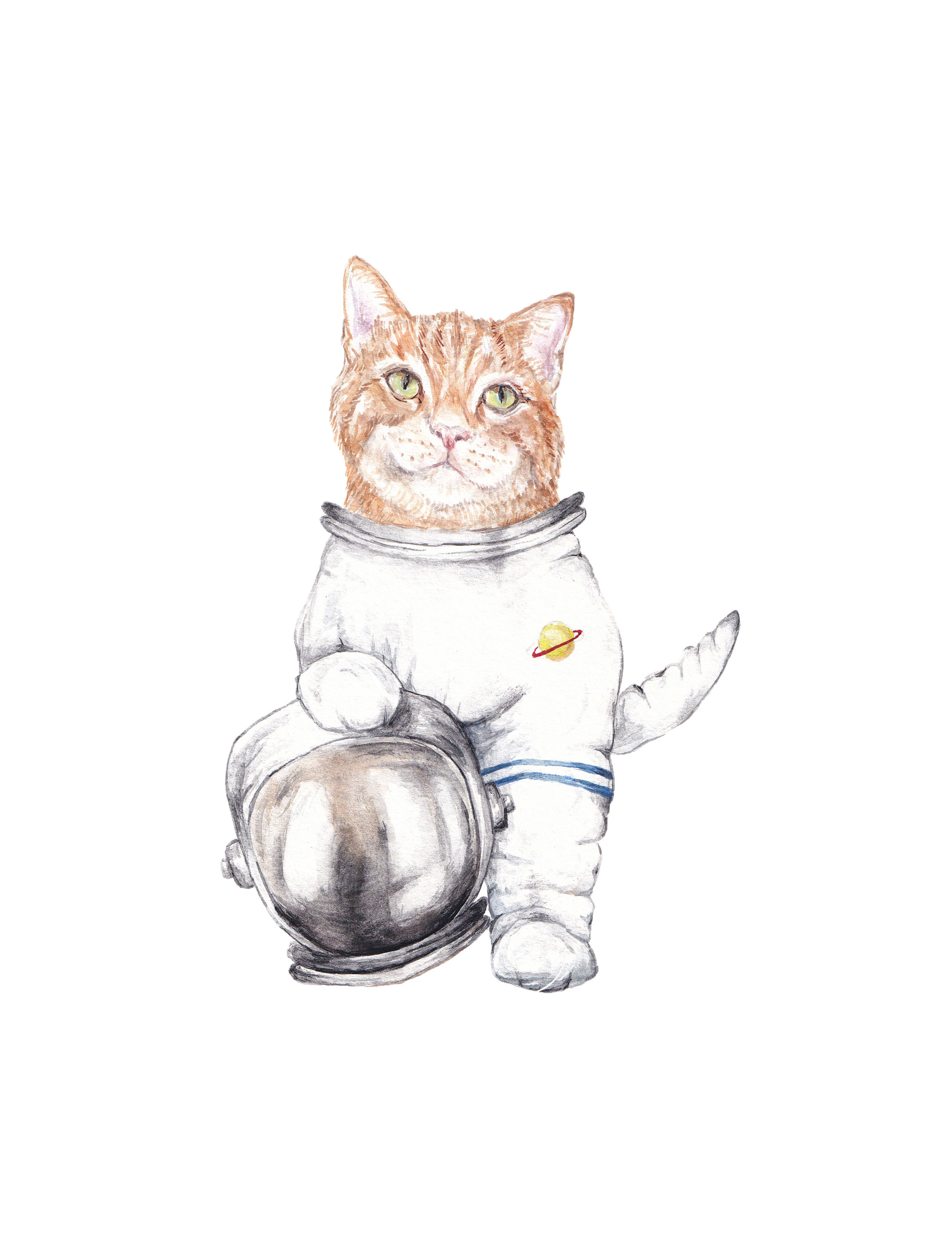 Laika the Space Cat Astronaut Ltd Ed Print Watercolor choose from multi