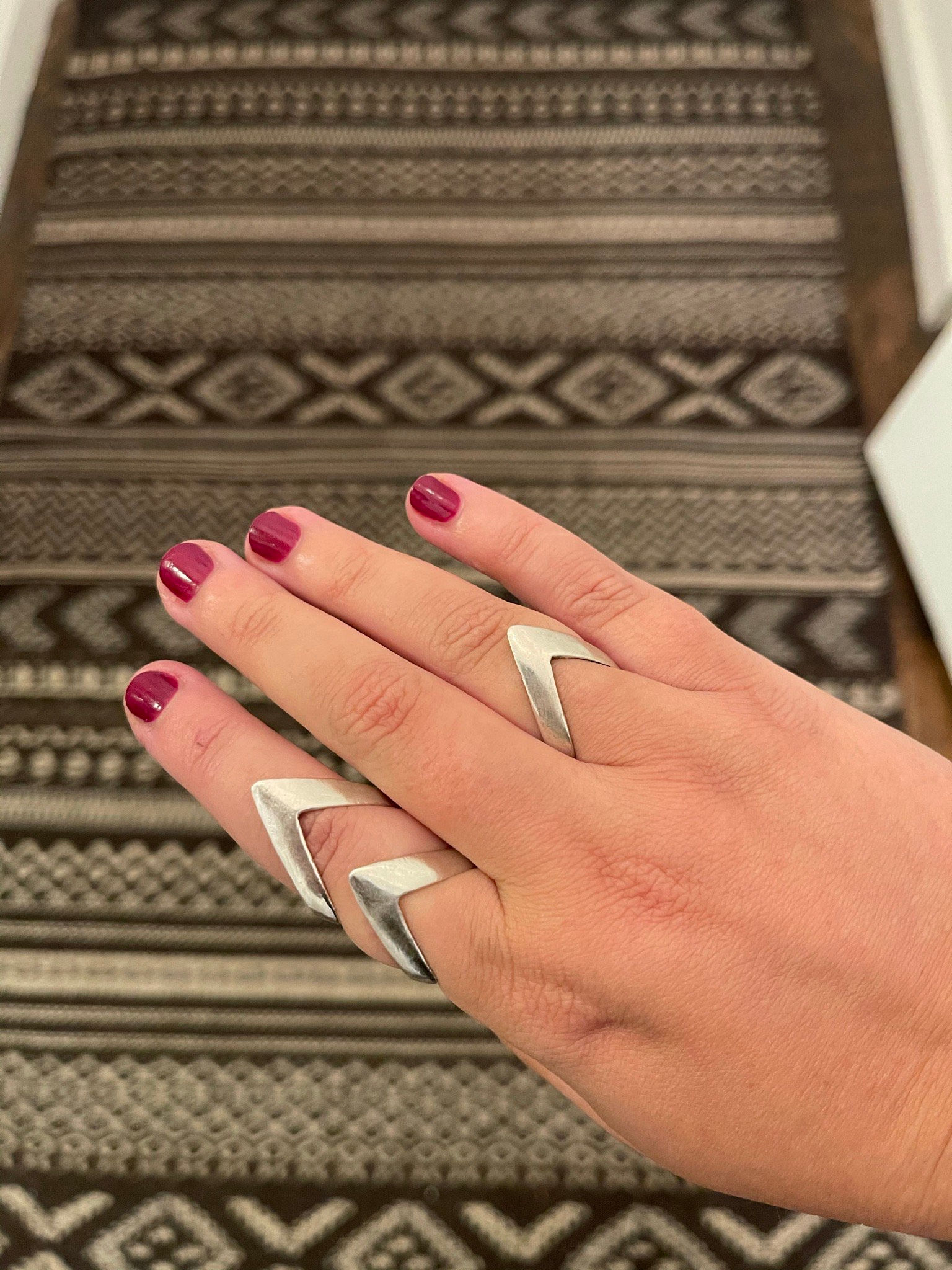 Chevron wax carved ring