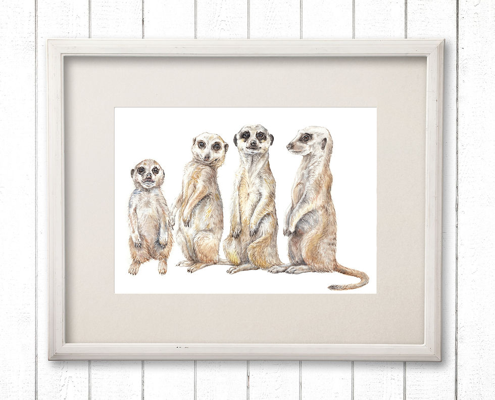 Thumbnail: Meerkat Buddies Print 8.5x11 Watercolor Cute Safari Animal Painting
