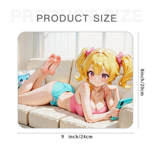 Thumbnail: Mouse Pad - Sexy Blonde Haired Kawaii Girl with Pet Design
