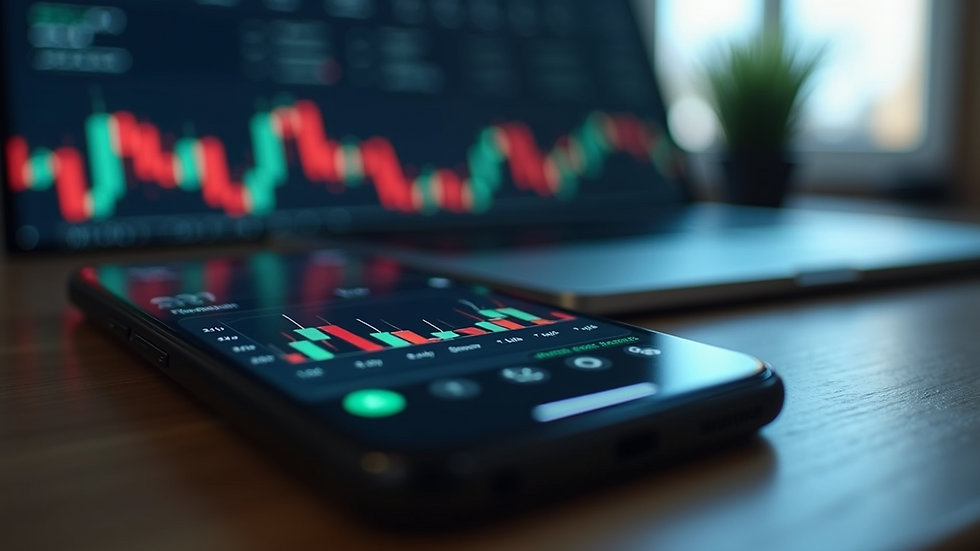 Close-up view of a smartphone showing forex trading app interface