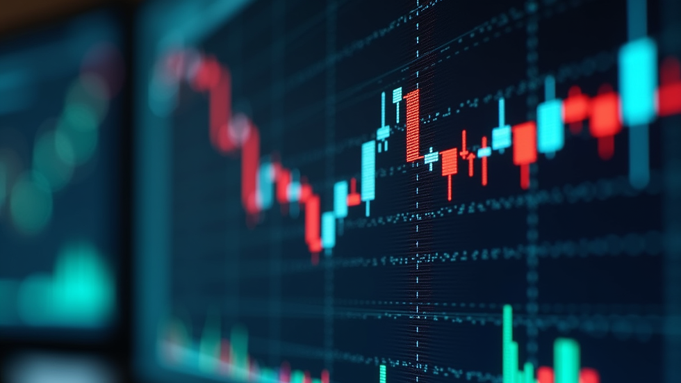 Close-up view of a computer screen displaying forex charts and data