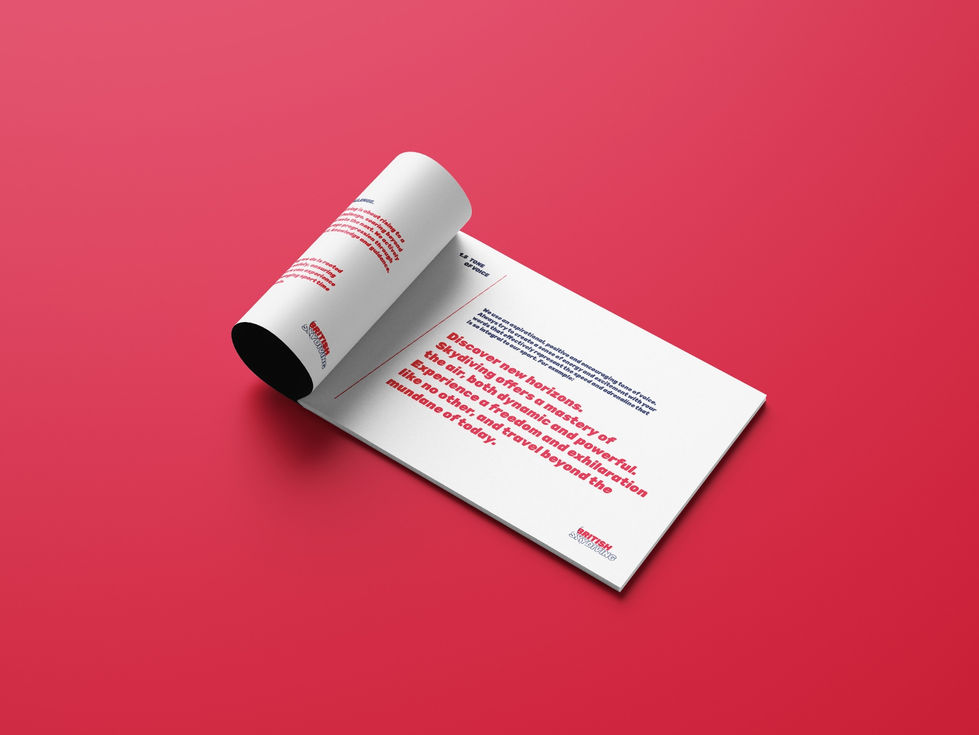British Skydiving mockup tone of voice