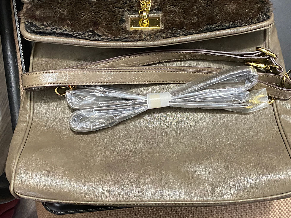 Thumbnail: Aldo Taupe Spacious Handbag Purse With Faux Fur and Tassels