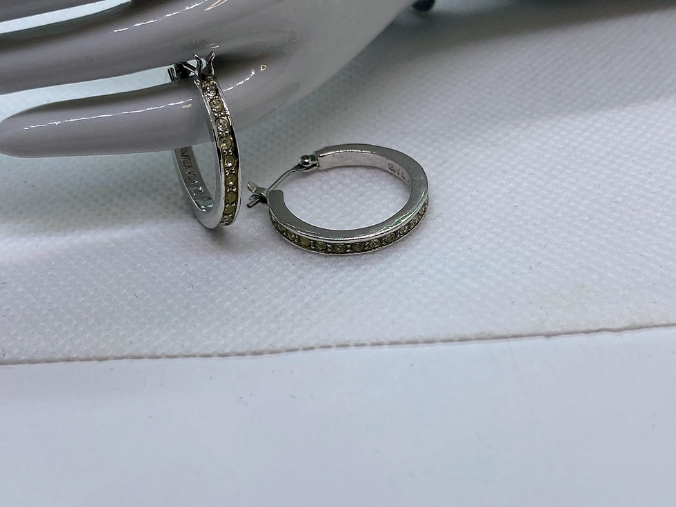 Thumbnail: Givenchy Vintage Silver Hoop Earrings with Champagne Crystals