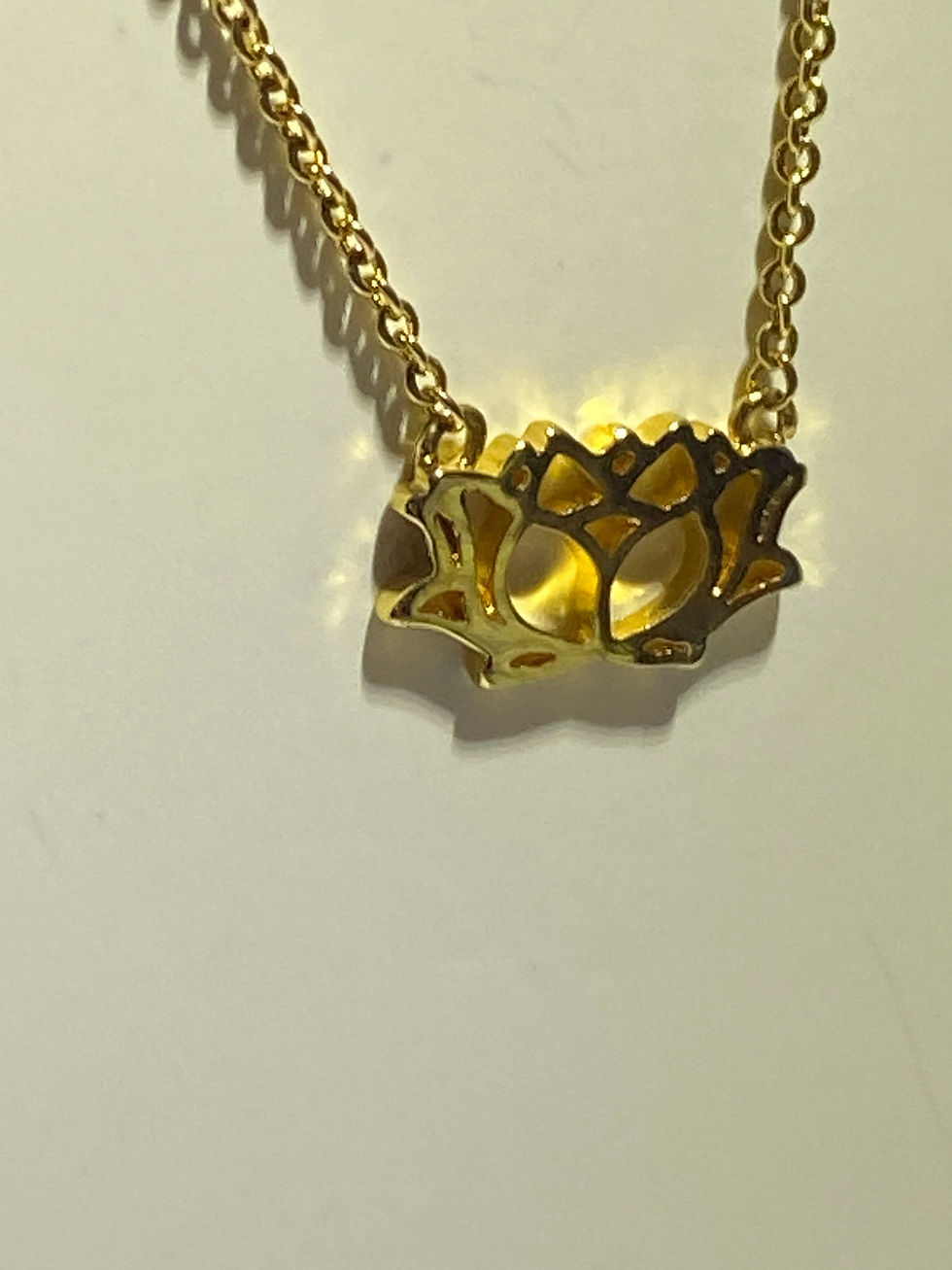 Thumbnail: Gold Tone Lotus Pendant Necklace – Symbol of Renewal & Peace
