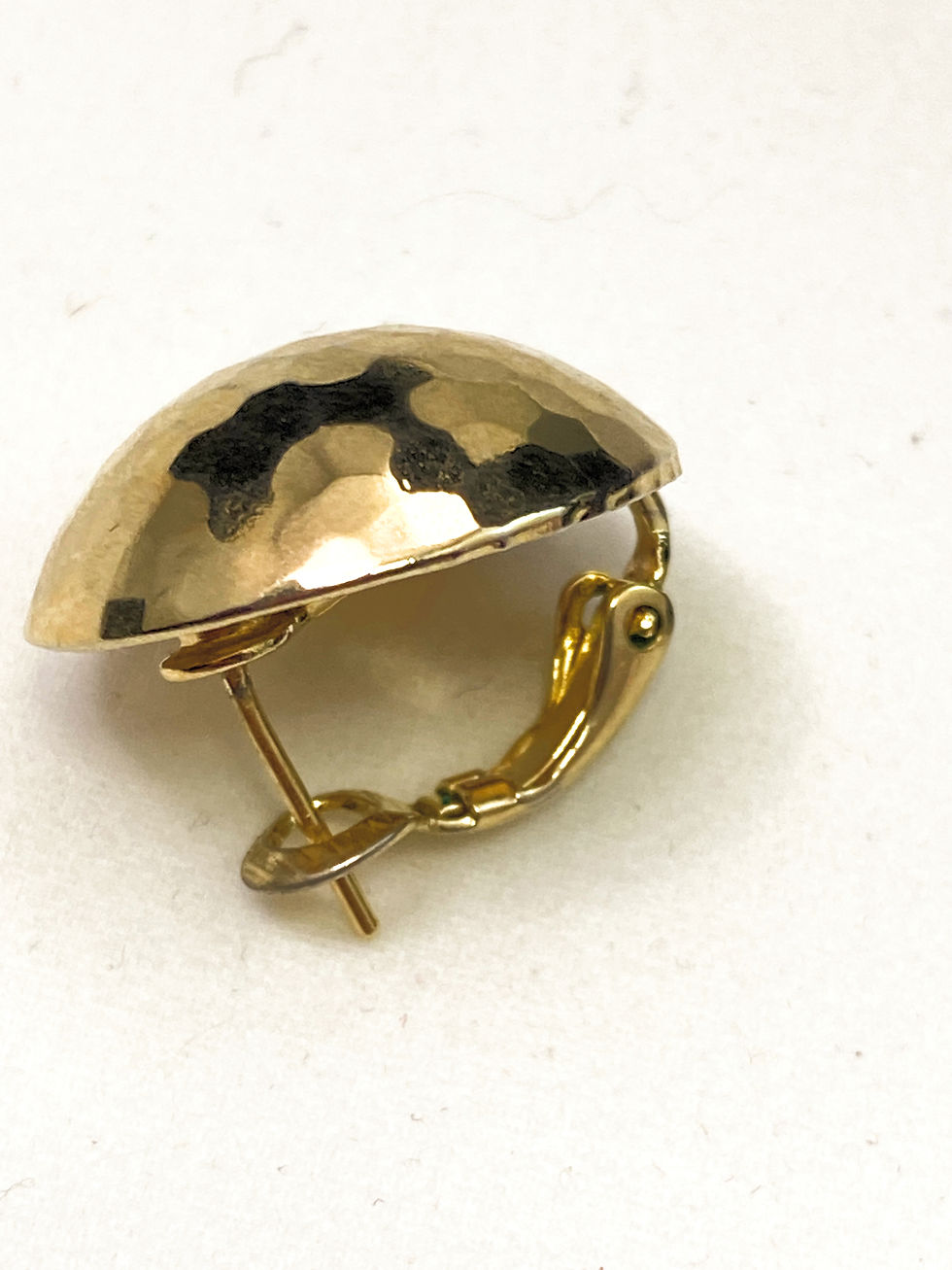 Thumbnail: Christian Dior Rare Gold Tone Vintage Hammered Dome With Omega Clips Earrings.