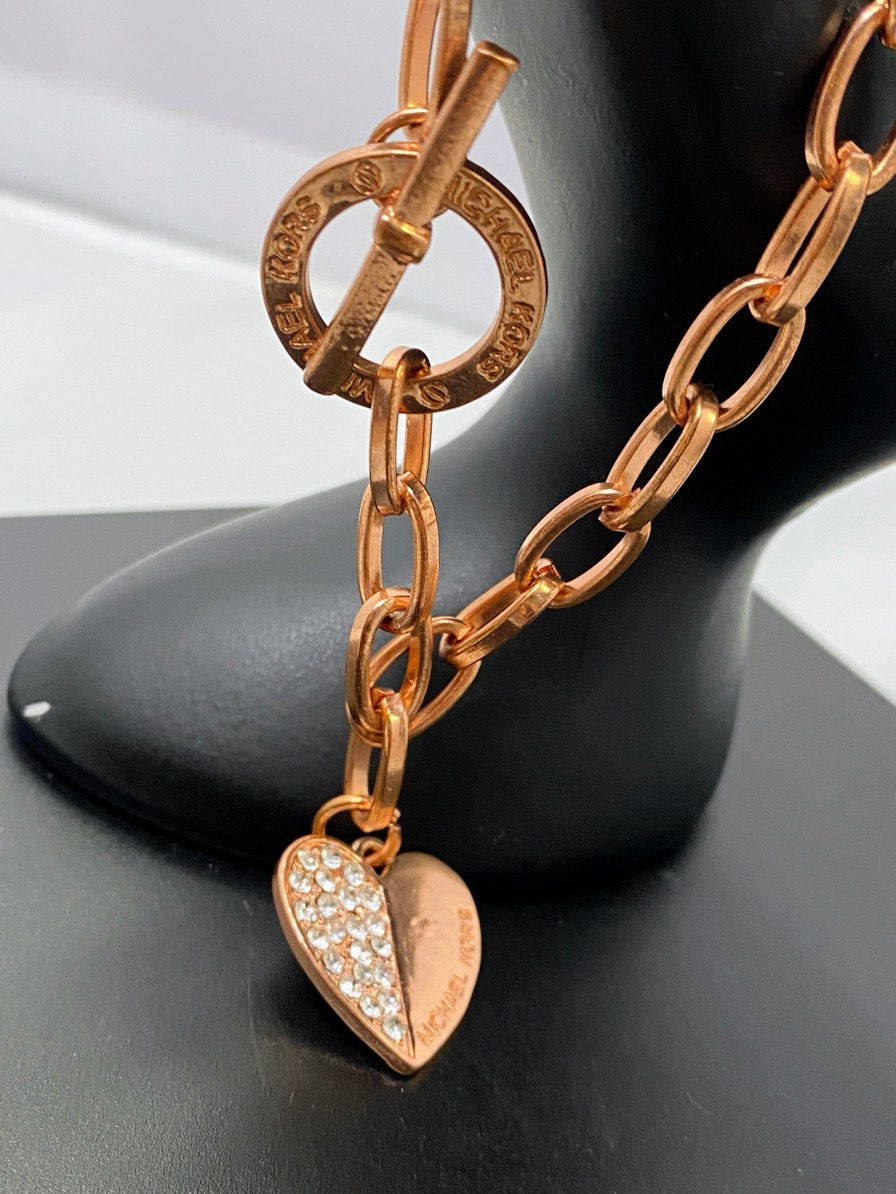 Thumbnail: Michael Kors Rose Gold Tone Chain Bracelet – 8” Designer Toggle Bracelet