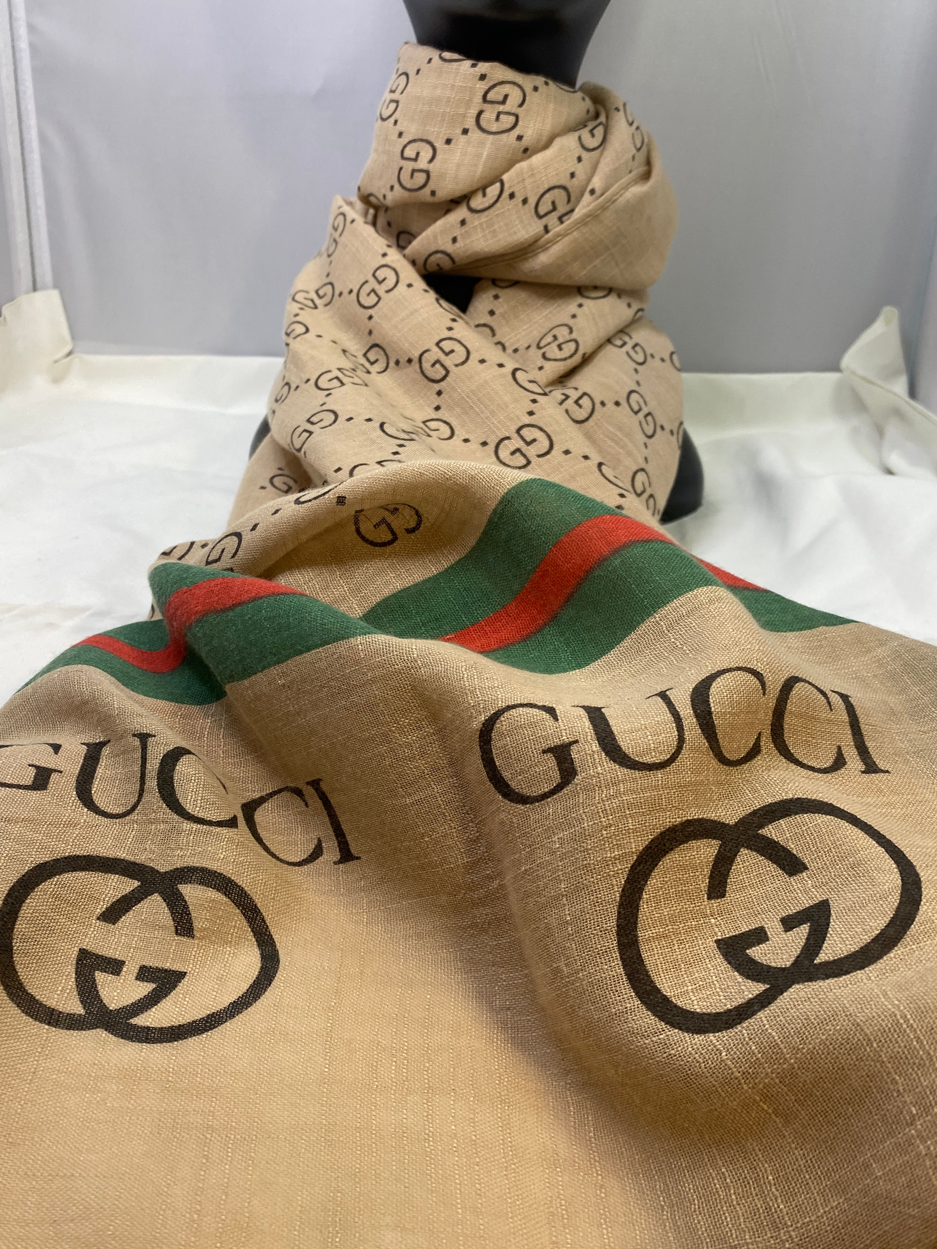 Striped Luxury-Inspired Shawl | Earth-Tone Wrap with Red & Green Accents