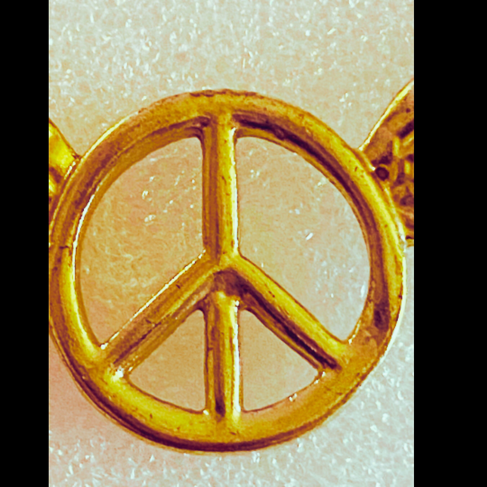 Thumbnail: Gold Toned Wings Peace Sign Necklace