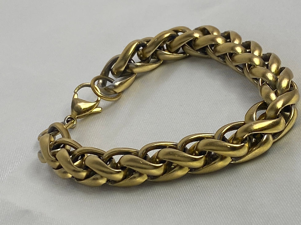 Thumbnail: Heavy Gold Tone Double Curb Chain Bracelet – Bold Vintage Style Link Bracelet
