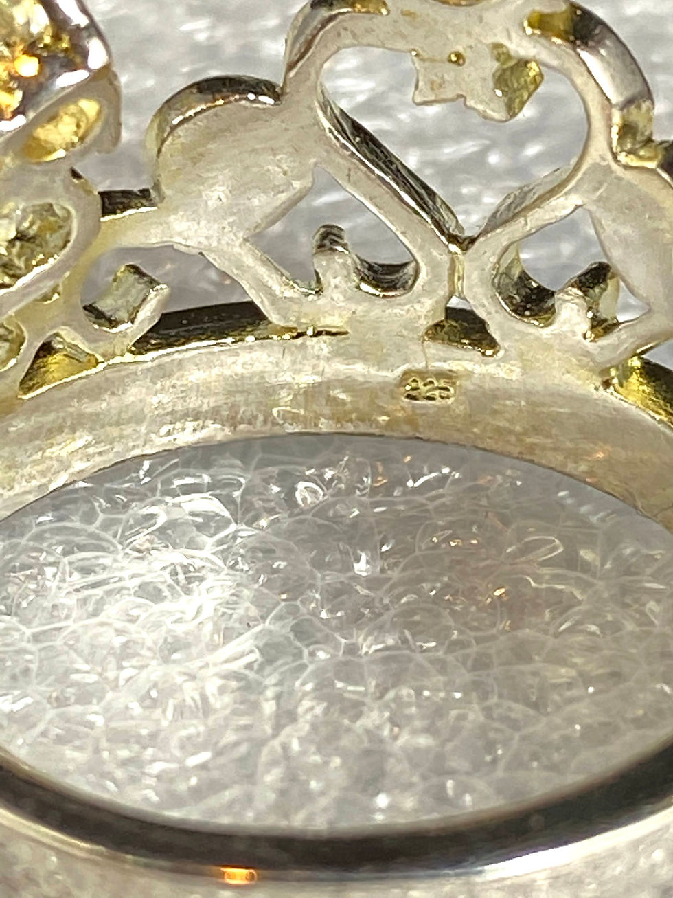 Thumbnail: 925 Sterling Silver Filigree Square Stone Ring