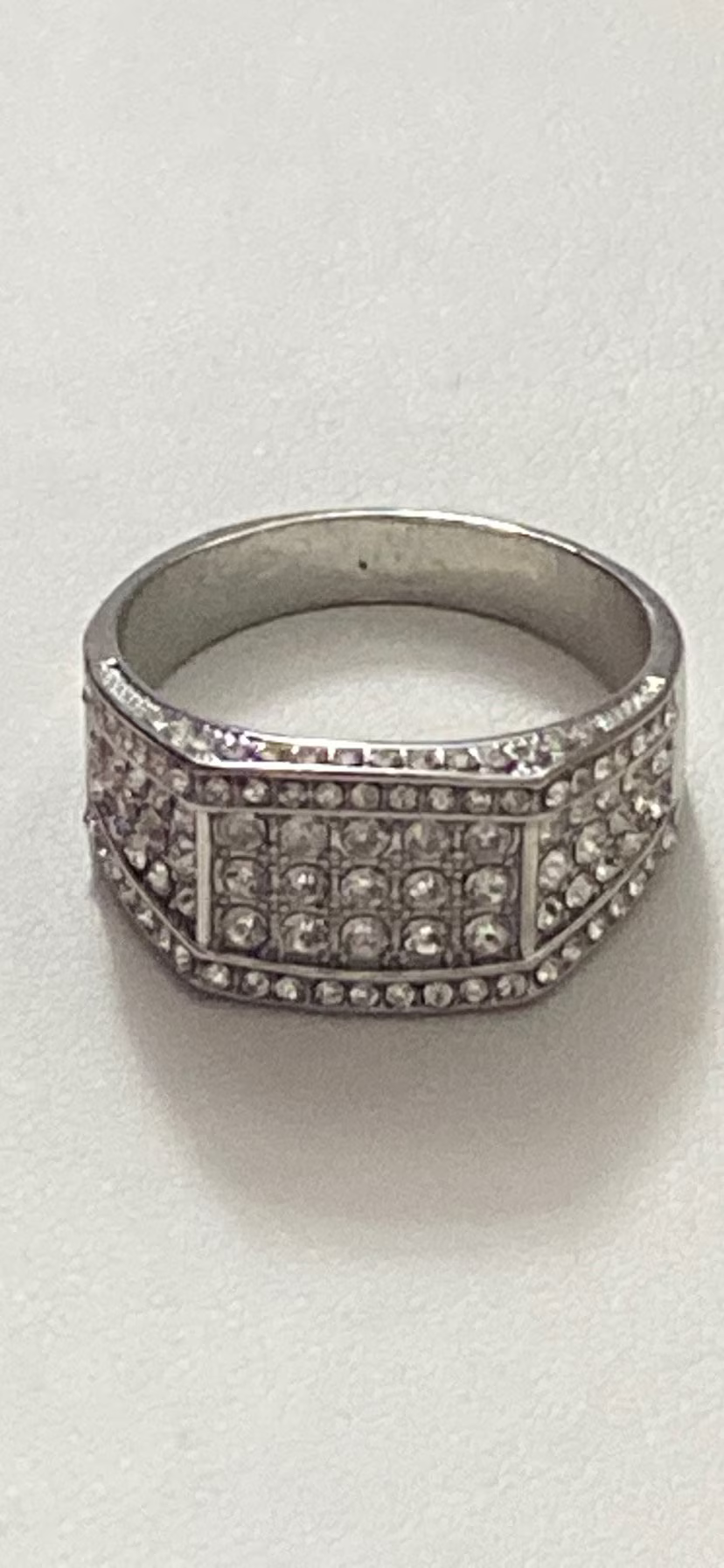 Thumbnail: Large Sparkly Zirconiums Pave On A Silver Band