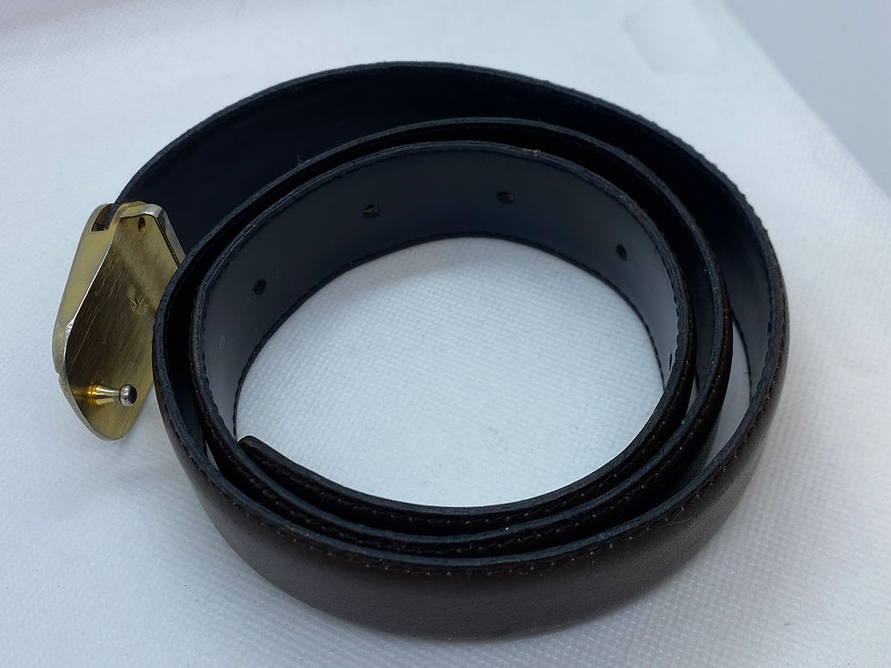 Thumbnail: Christian Dior Vintage Black & Brown Leather Belt 33”  Dior Oval Logo Buckle