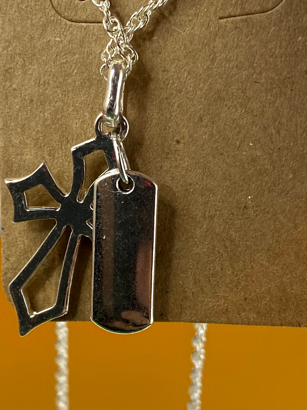 Thumbnail: Inspiration Message Sparkly Silver Cross Pendant With Silver Chain