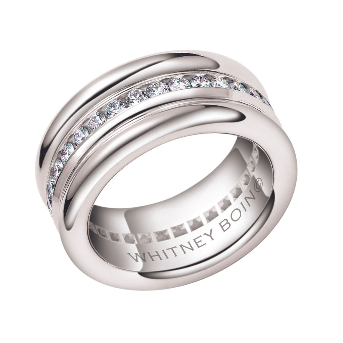 Platinum triple eternity band with diamonds