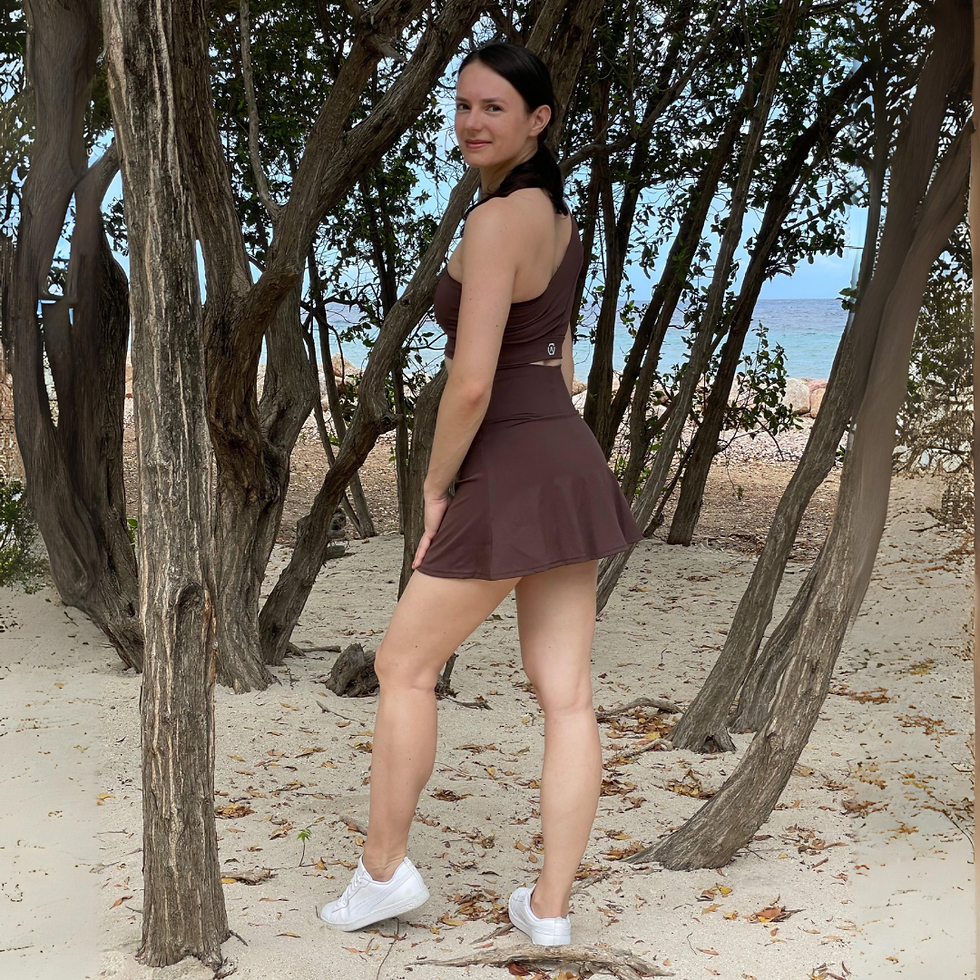 Thumbnail: Set: Tennis skirt + bra | Chocolate