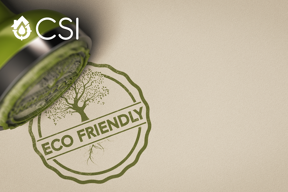 A stamp labeled "Eco Friendly,"