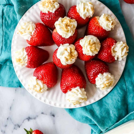 February Munchie - Cheesecake Stuffed Strawberries