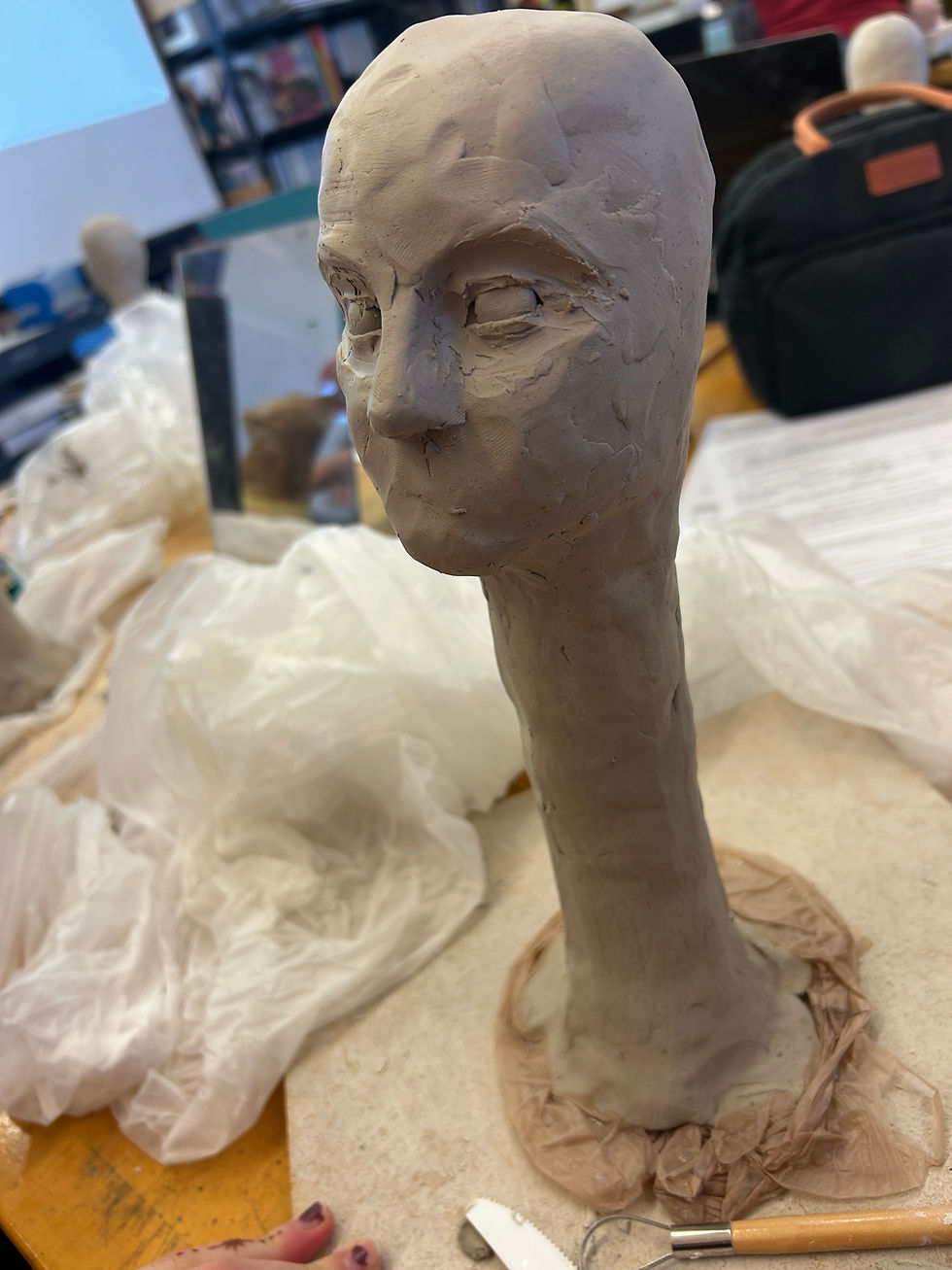 I worked more on the base shape and features, like my nose. I did the eyes as well. 