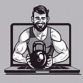 a male personal kettlebell training with