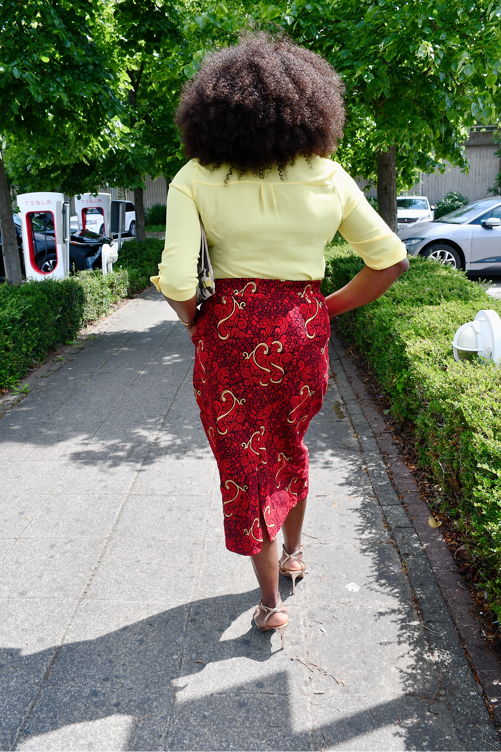 Thumbnail: African woman in Kitenge Fitted Midi Pencil Skirt